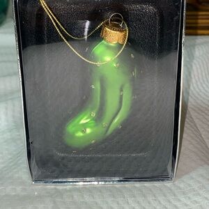 Green Pickle Ornament with Gold Accents